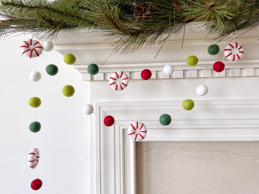 Santa's Workshop Christmas Felt Ball Garland