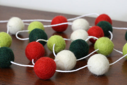 Traditional Christmas Felt Ball Garland