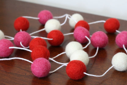 Red, Pink and White Pom Pom Garland