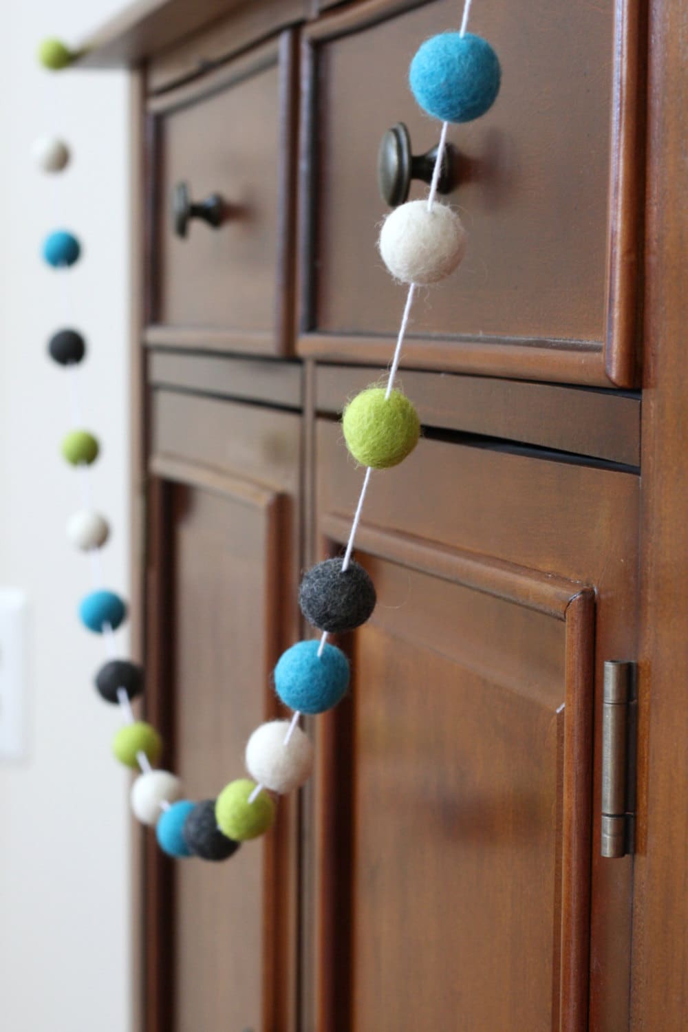 Blue, Yellow and Grey Felt Ball Garland