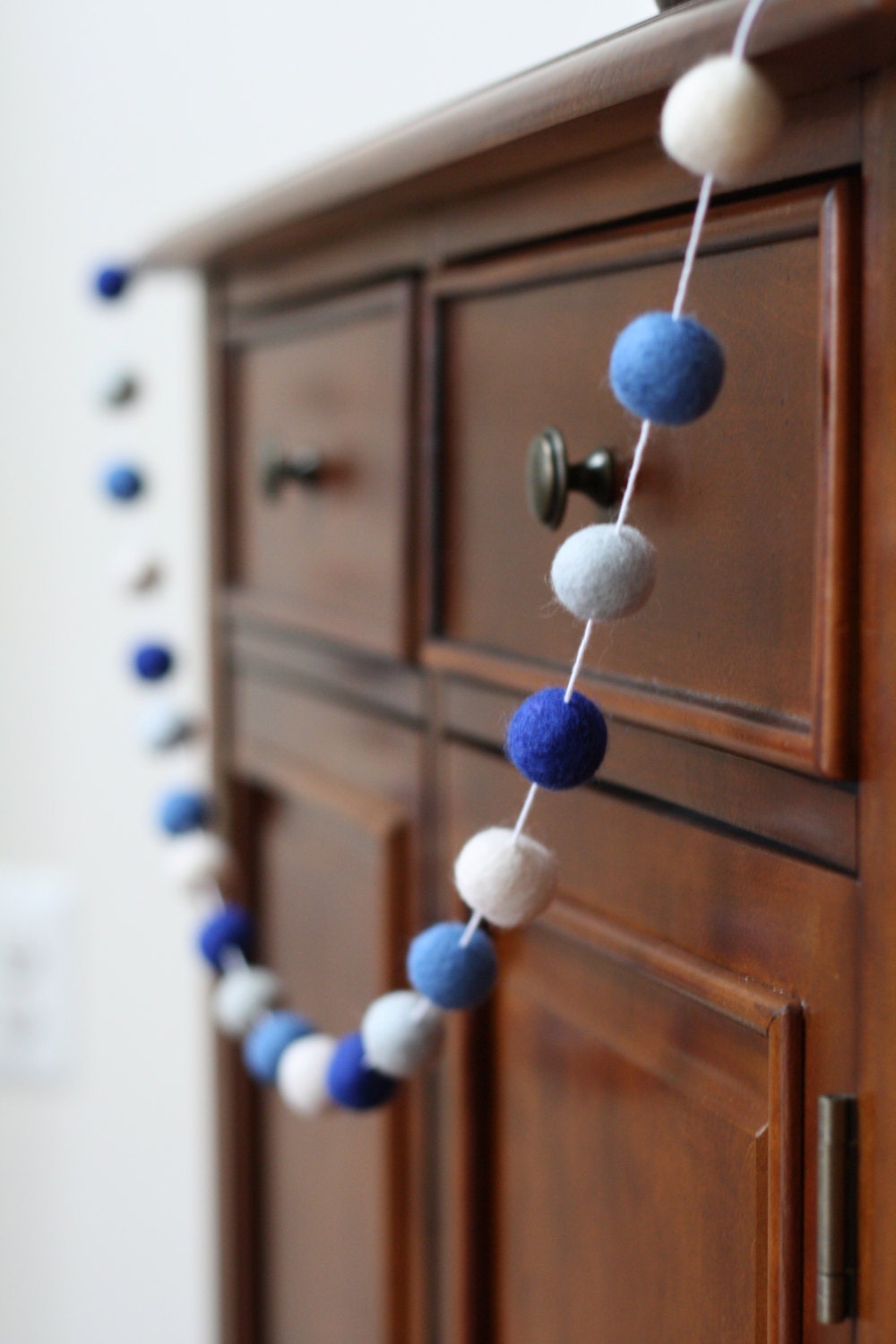 Blue Ombre Felt Ball Garland