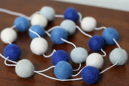 Blue Ombre Felt Ball Garland