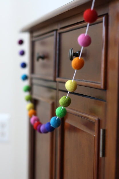 Rainbow Felt Ball Garland