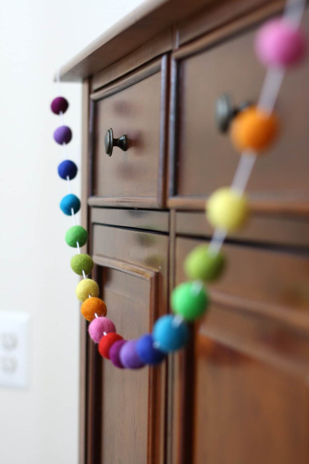 Rainbow Felt Ball Garland