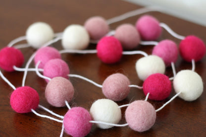 Shades of Pink Felt Ball Garland