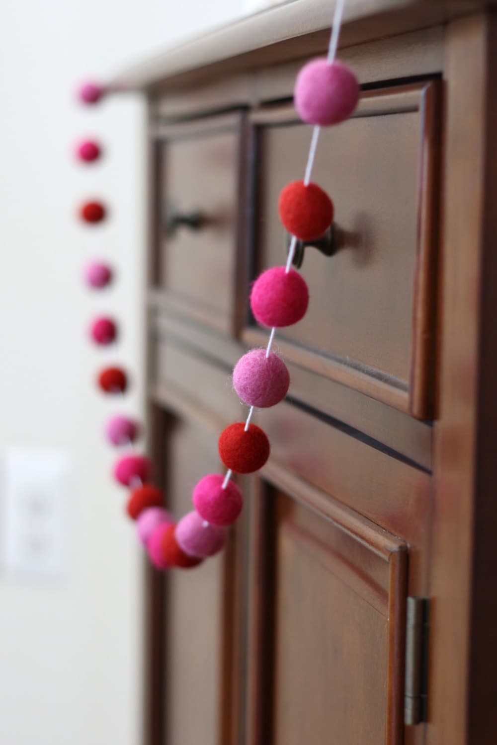 Pink and Red Felt Ball Garland