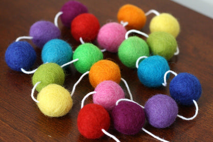 Rainbow Felt Ball Garland