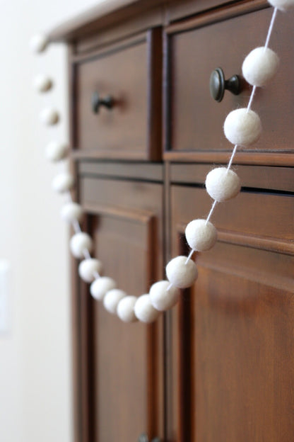 White Felt Ball Garland