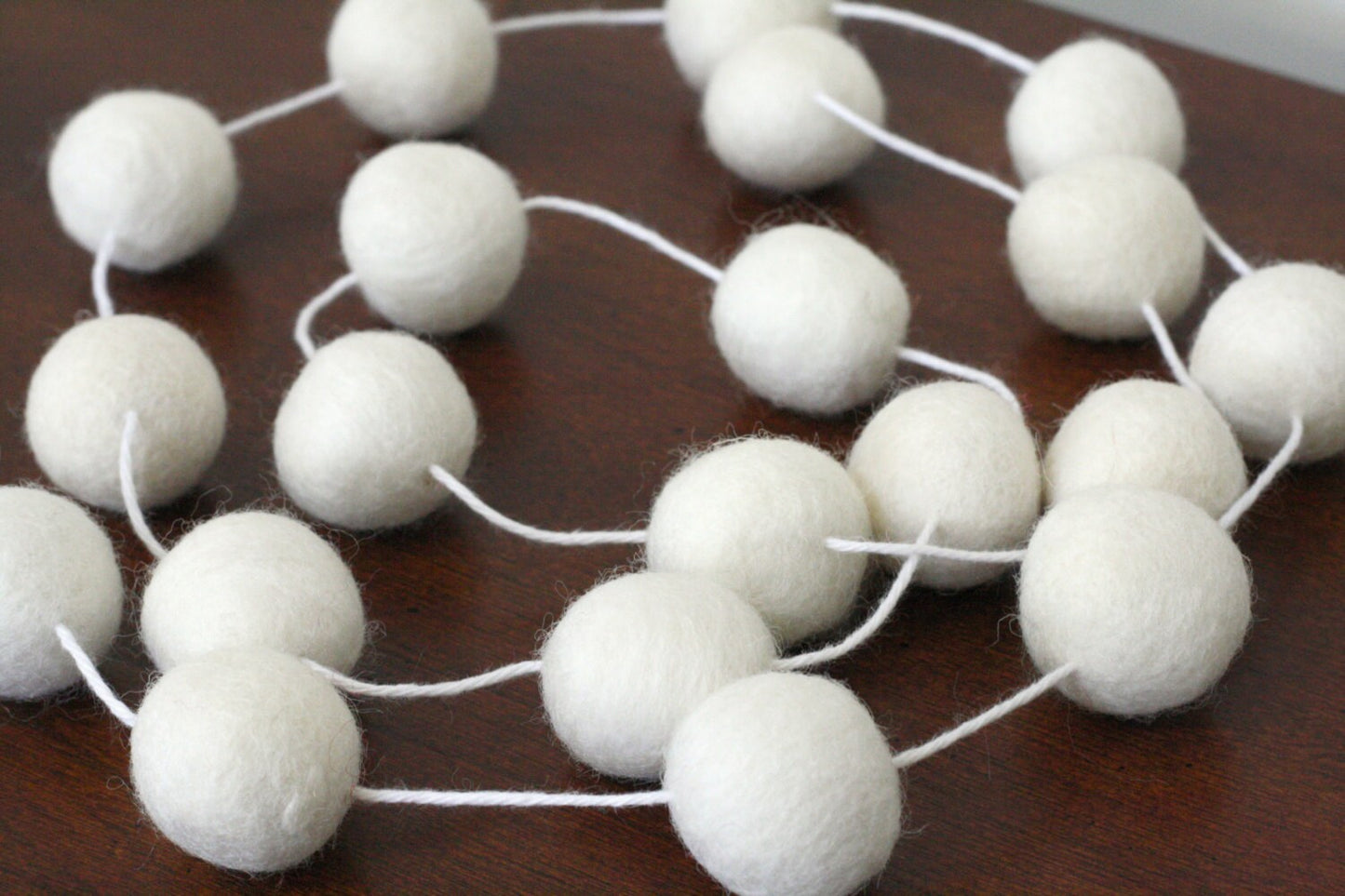 White Felt Ball Garland