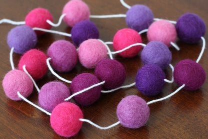 Pinks and Purples Felt Ball Garland