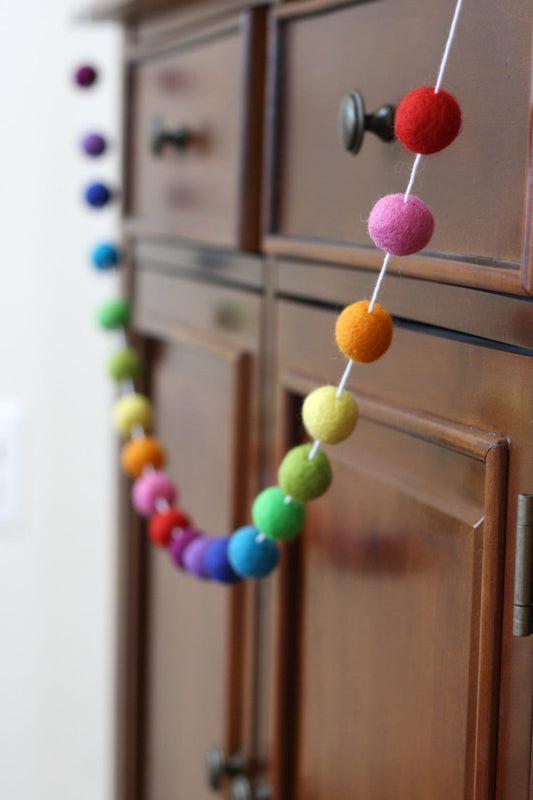 Rainbow Felt Ball Garland