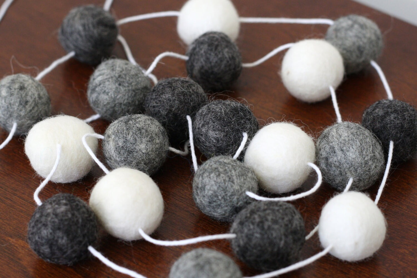 Black and White Monochrome Felt Ball Garland