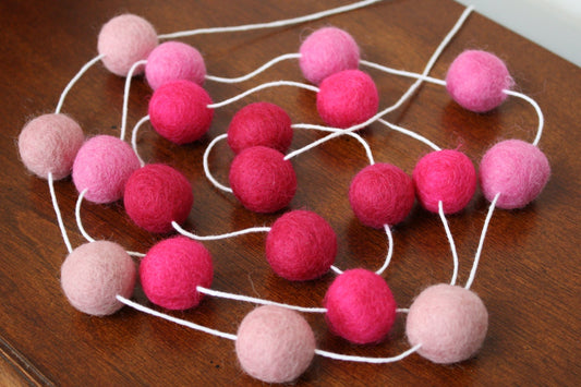 Pink Ombre Felt Ball Garland