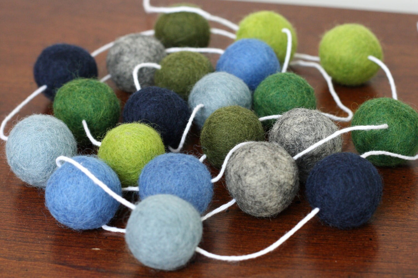 Blue and Green Felt Ball Garland