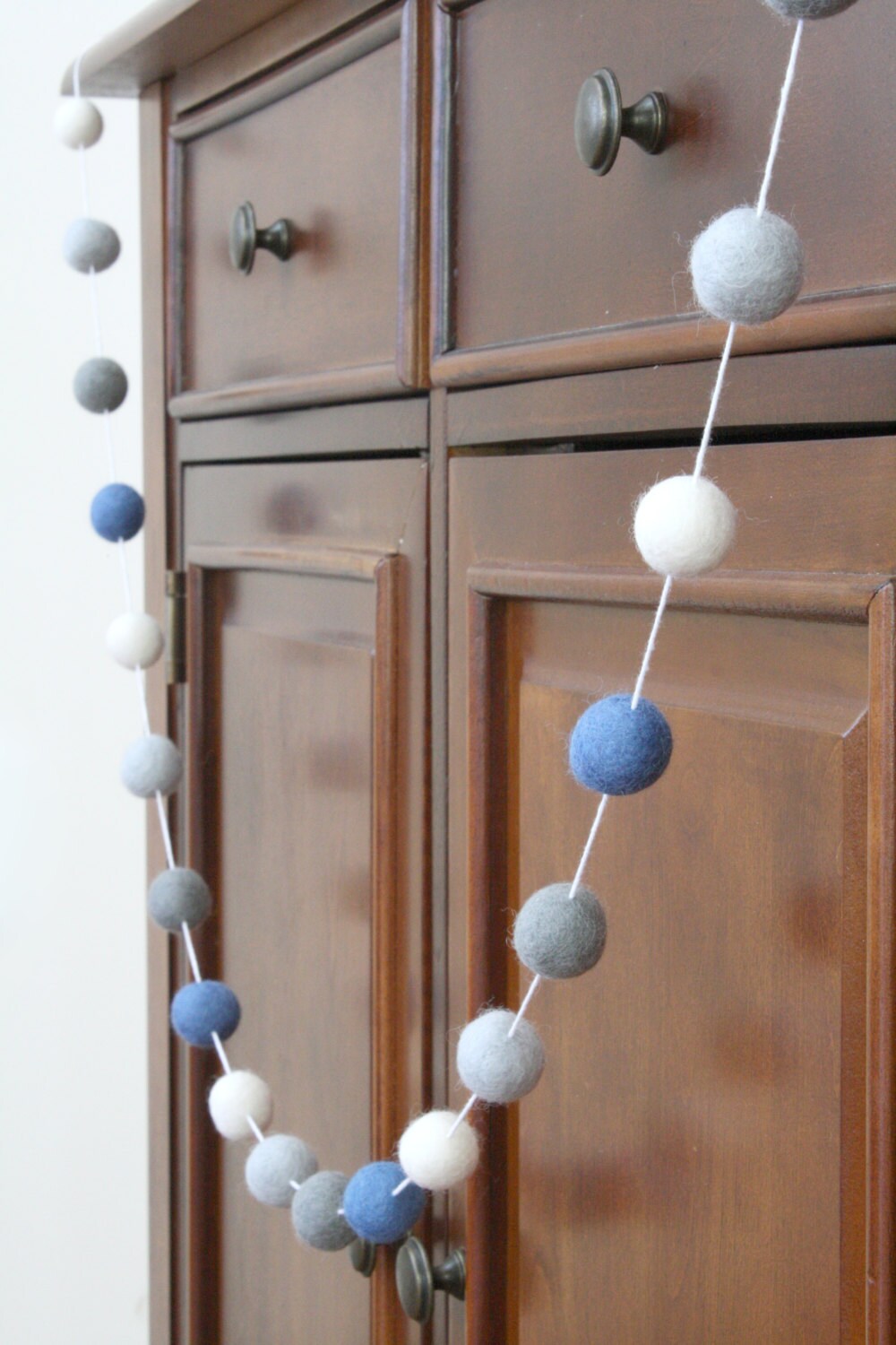 Blue and Gray Felt Ball Garland