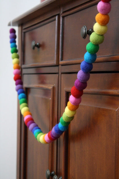 Rainbow Felt Ball Garland