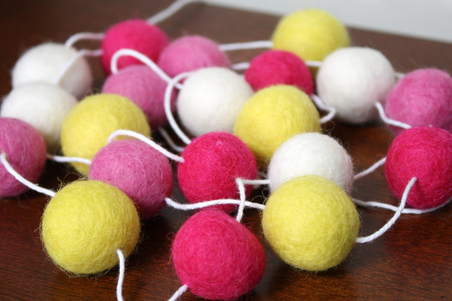 Pink Lemonade Felt Ball Garland