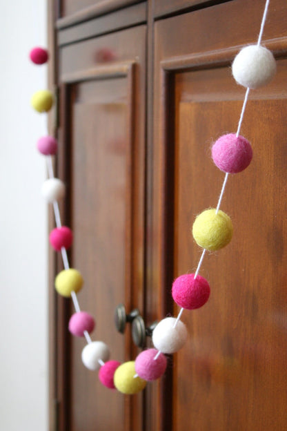 Pink Lemonade Felt Ball Garland