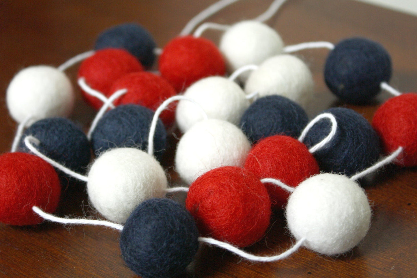 July 4th Patriotic Felt Ball Garland (Navy Blue)