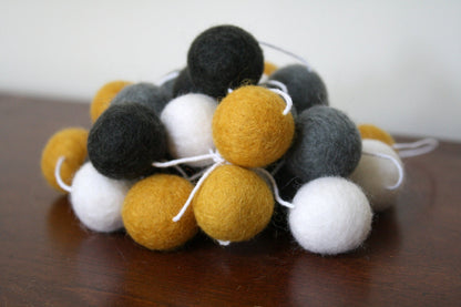 Gold and Grey Felt Ball Garland