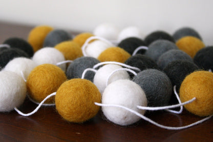 Gold and Grey Felt Ball Garland