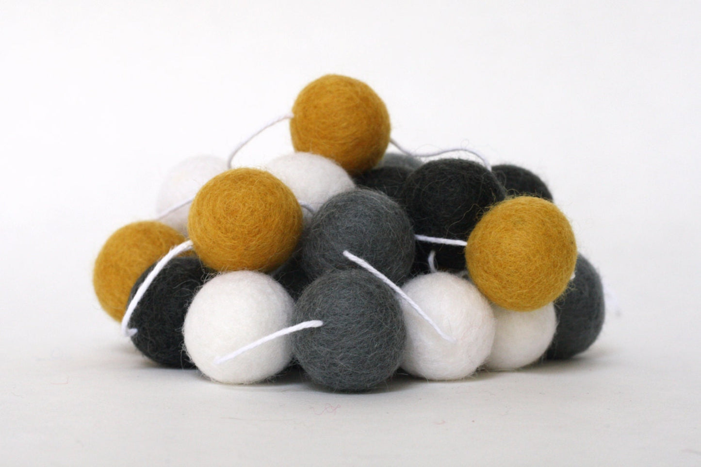 Gold and Grey Felt Ball Garland