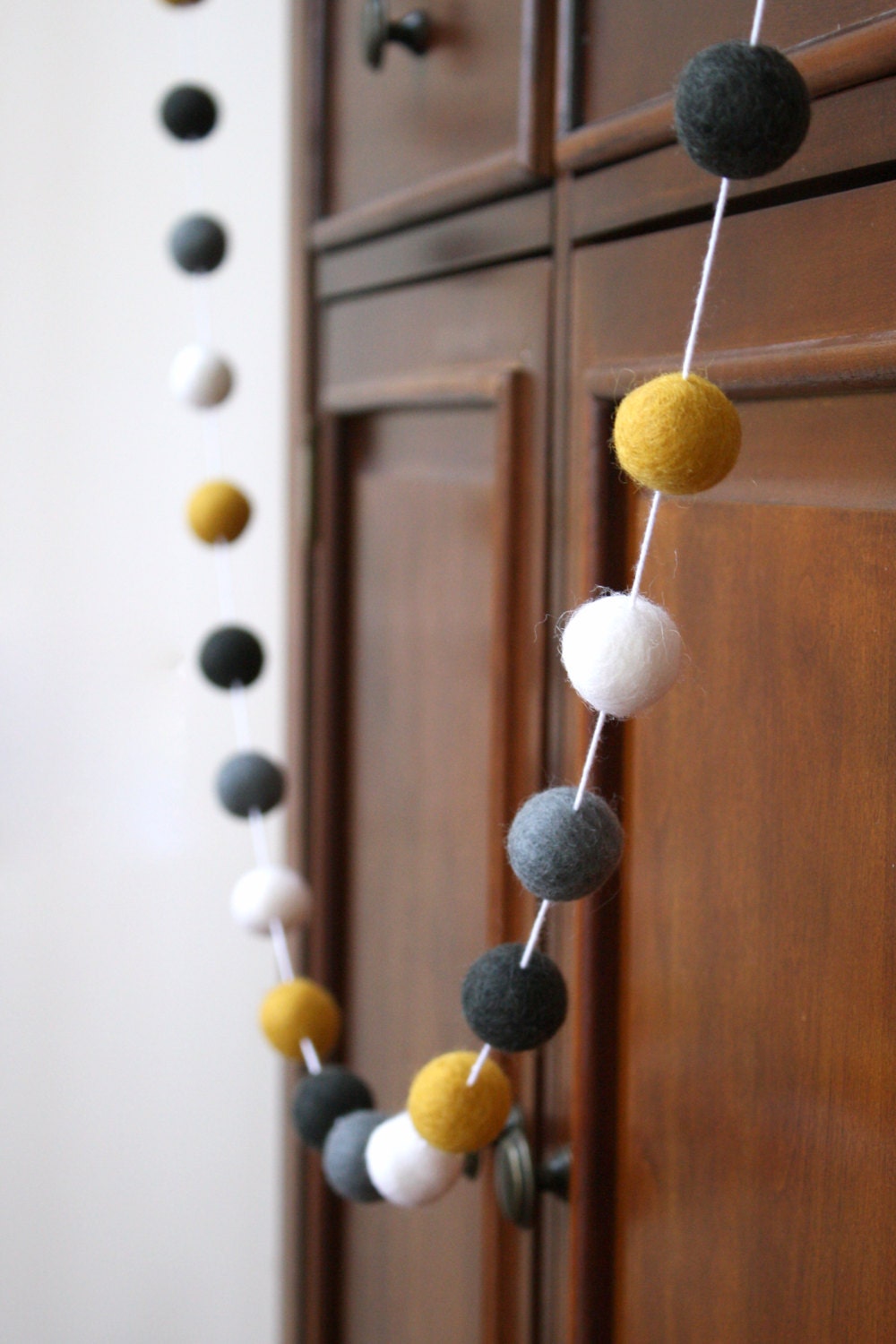 Gold and Grey Felt Ball Garland