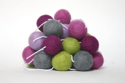 Purple and Green Felt Ball Garland