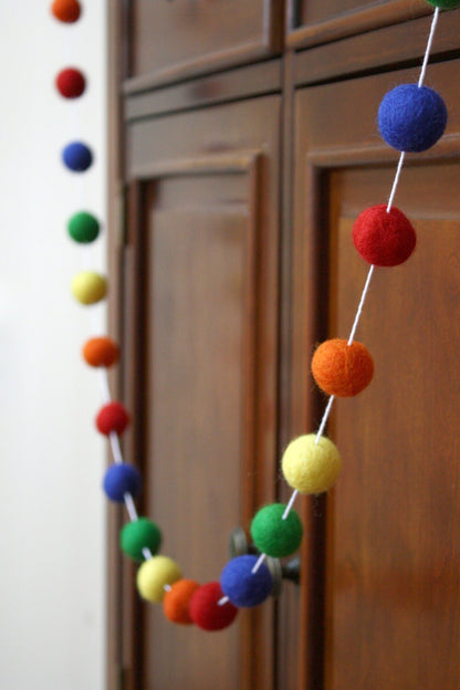 Primary Colors Felt Ball Garland