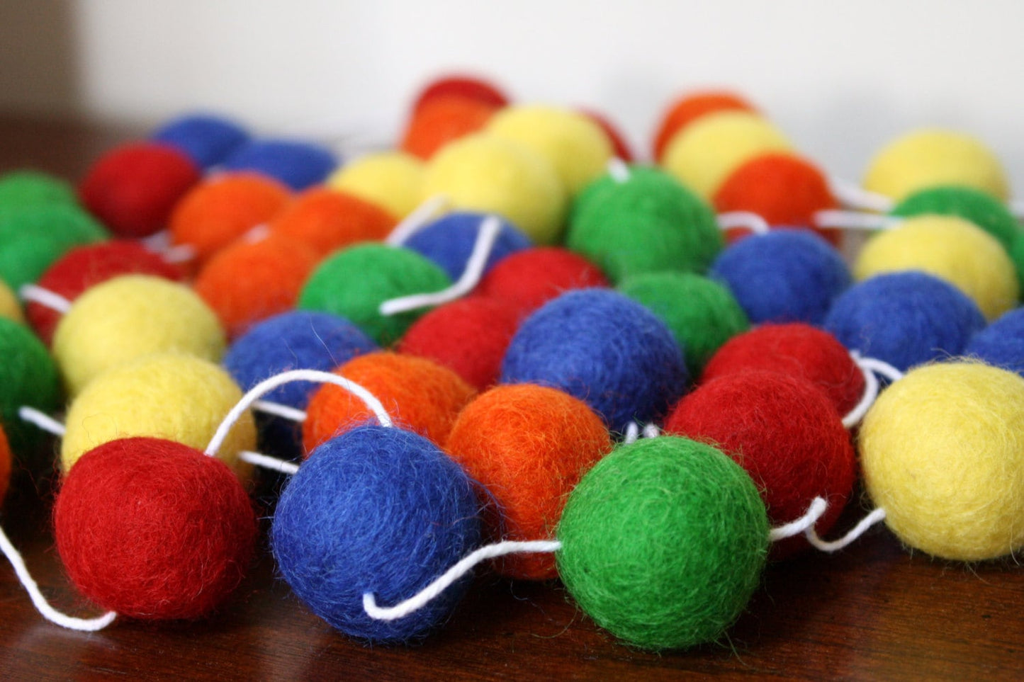 Primary Colors Felt Ball Garland