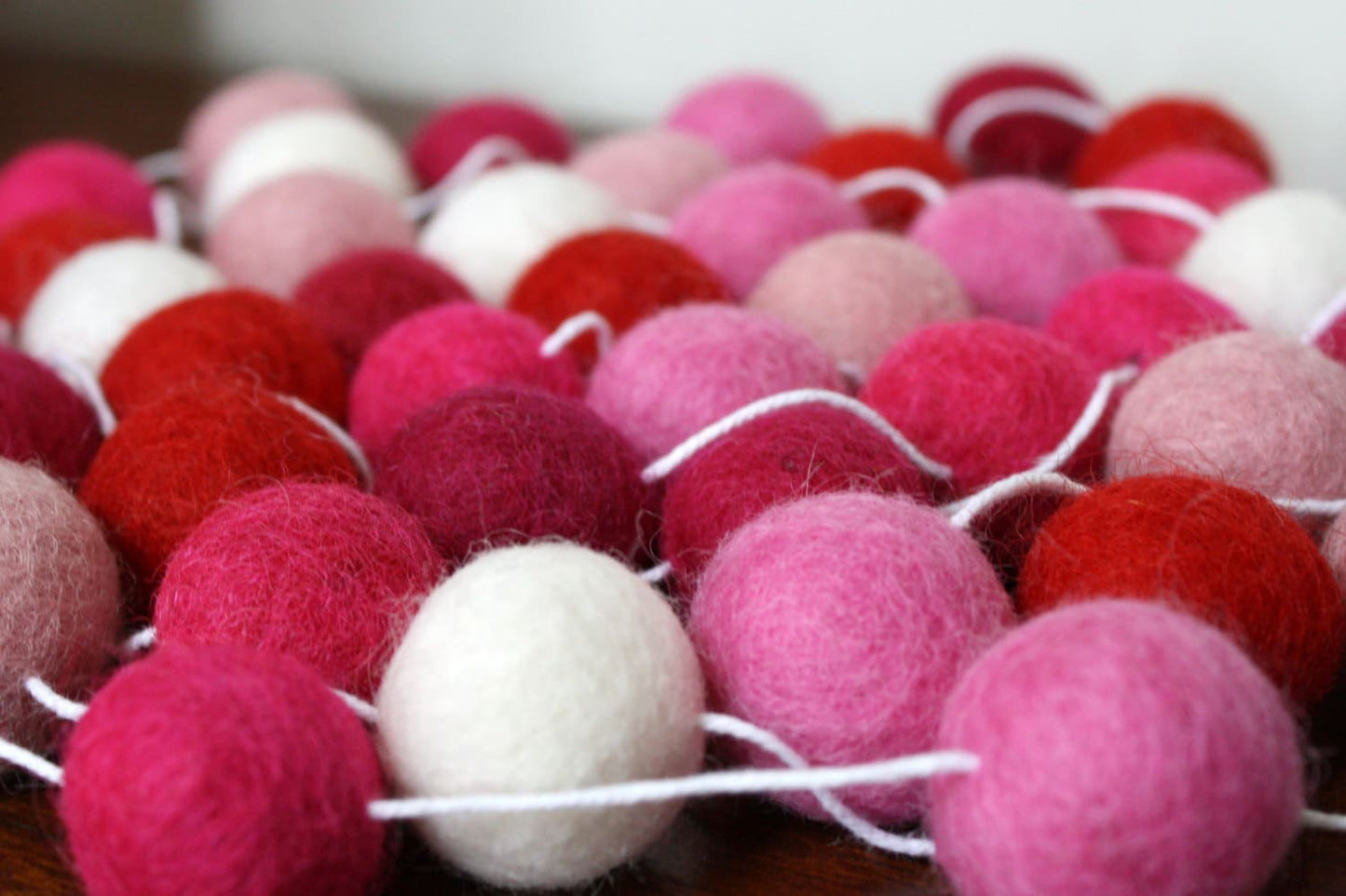 Pinks and Reds Felt Ball Garland