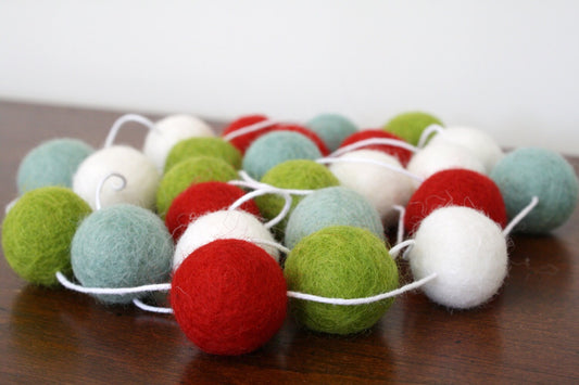 Playful Christmas Felt Ball Garland